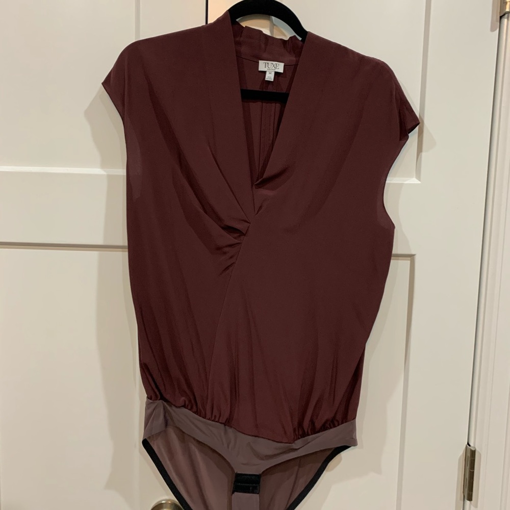 Tuxe Burgundy Silk Body Suit